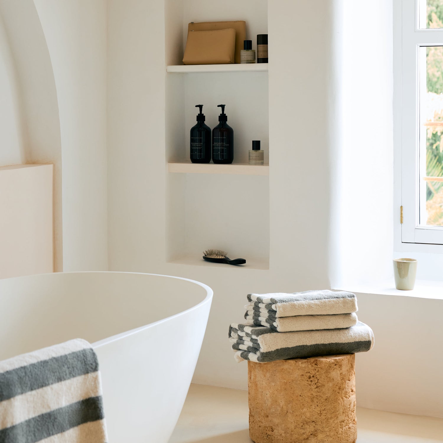 Wide Striped Organic Cotton Towel