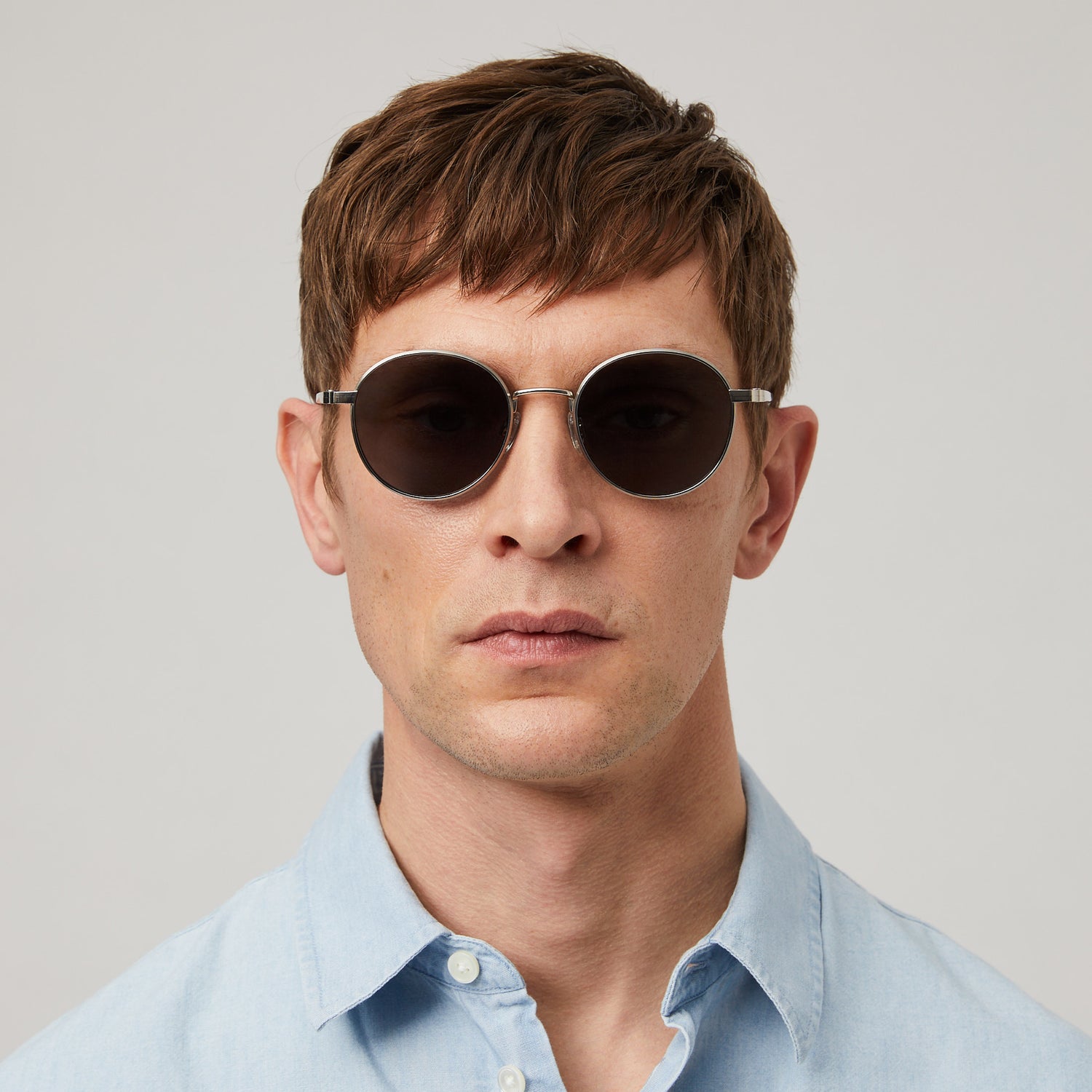 Pecorini Round Titanium Sunglasses