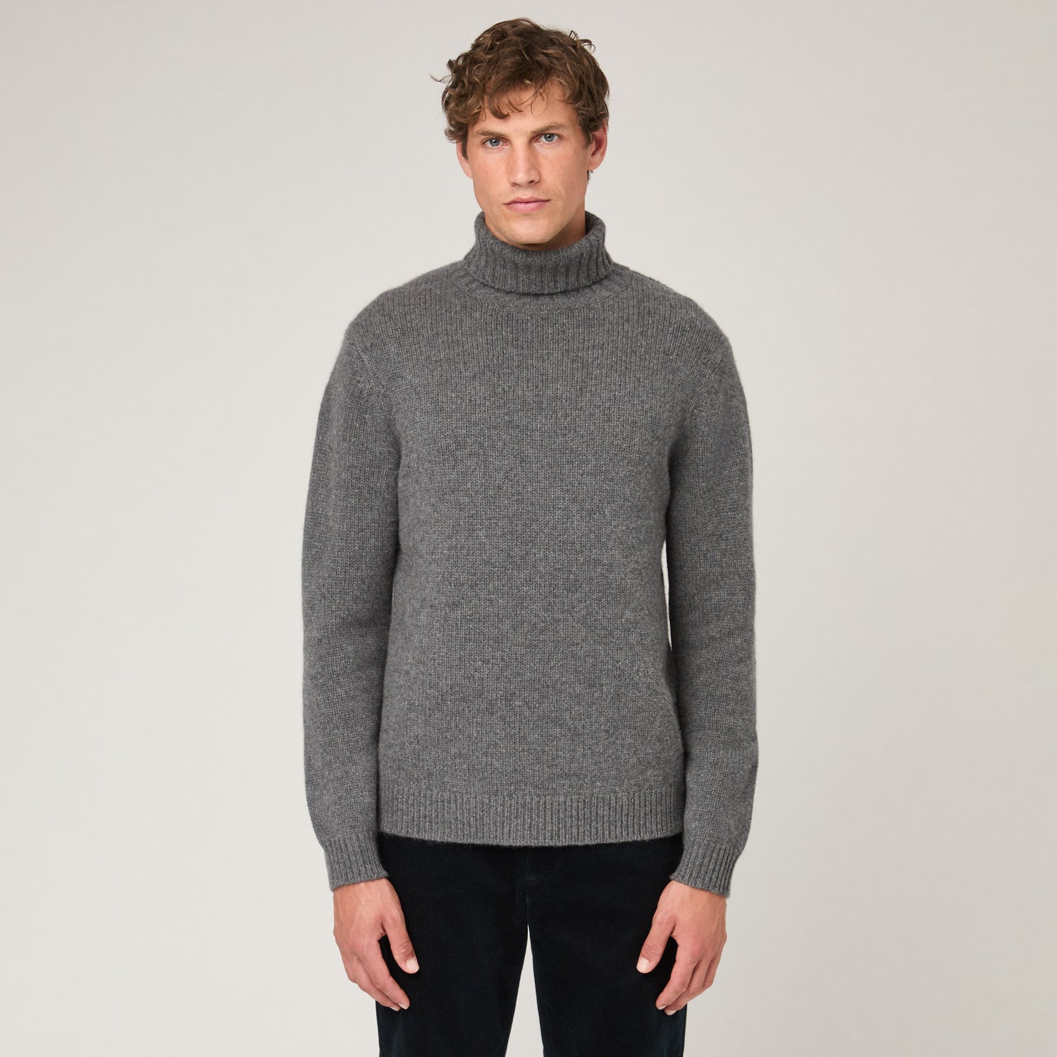Men's Heavy Wool-Cashmere Roll Neck Sweater