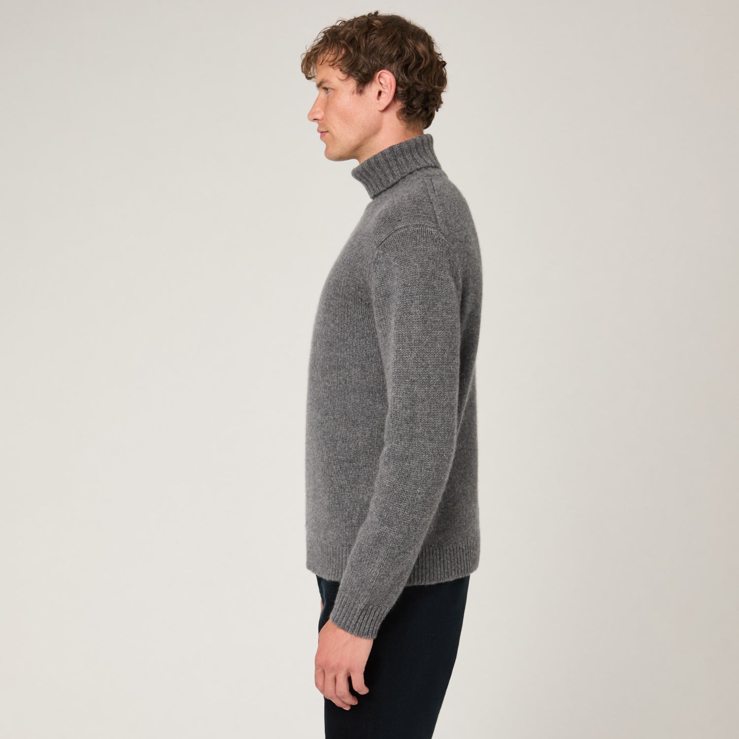 Men's Heavy Wool-Cashmere Roll Neck Sweater