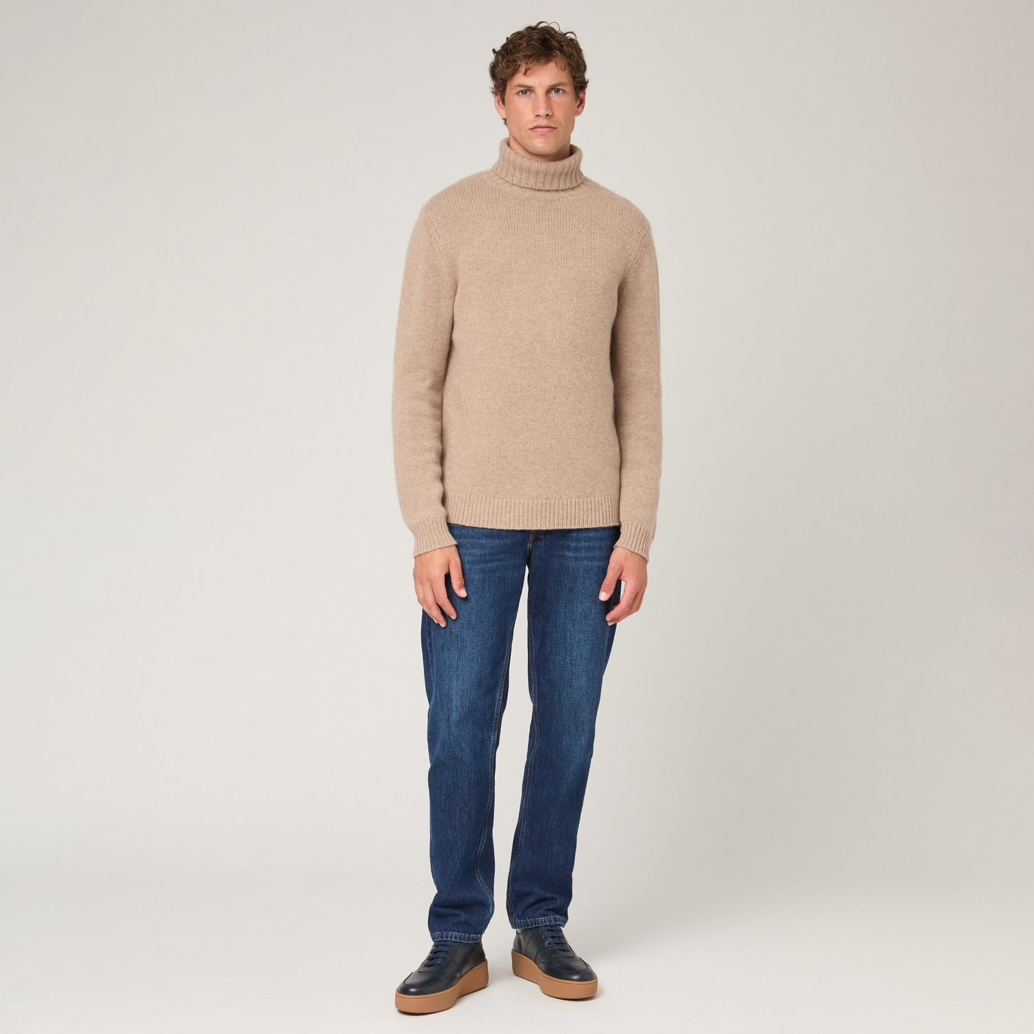 Men's Heavy Wool-Cashmere Roll Neck Sweater