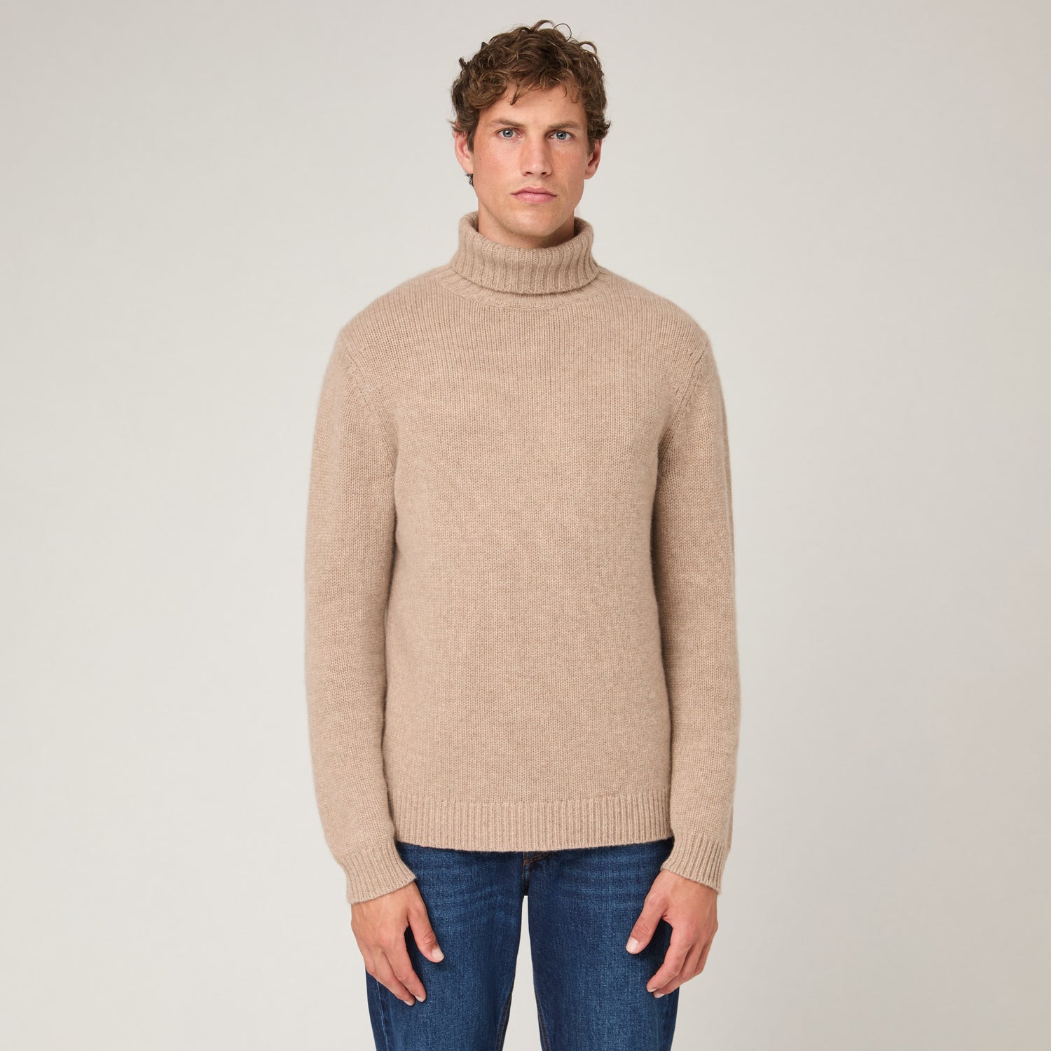 Men's Heavy Wool-Cashmere Roll Neck Sweater