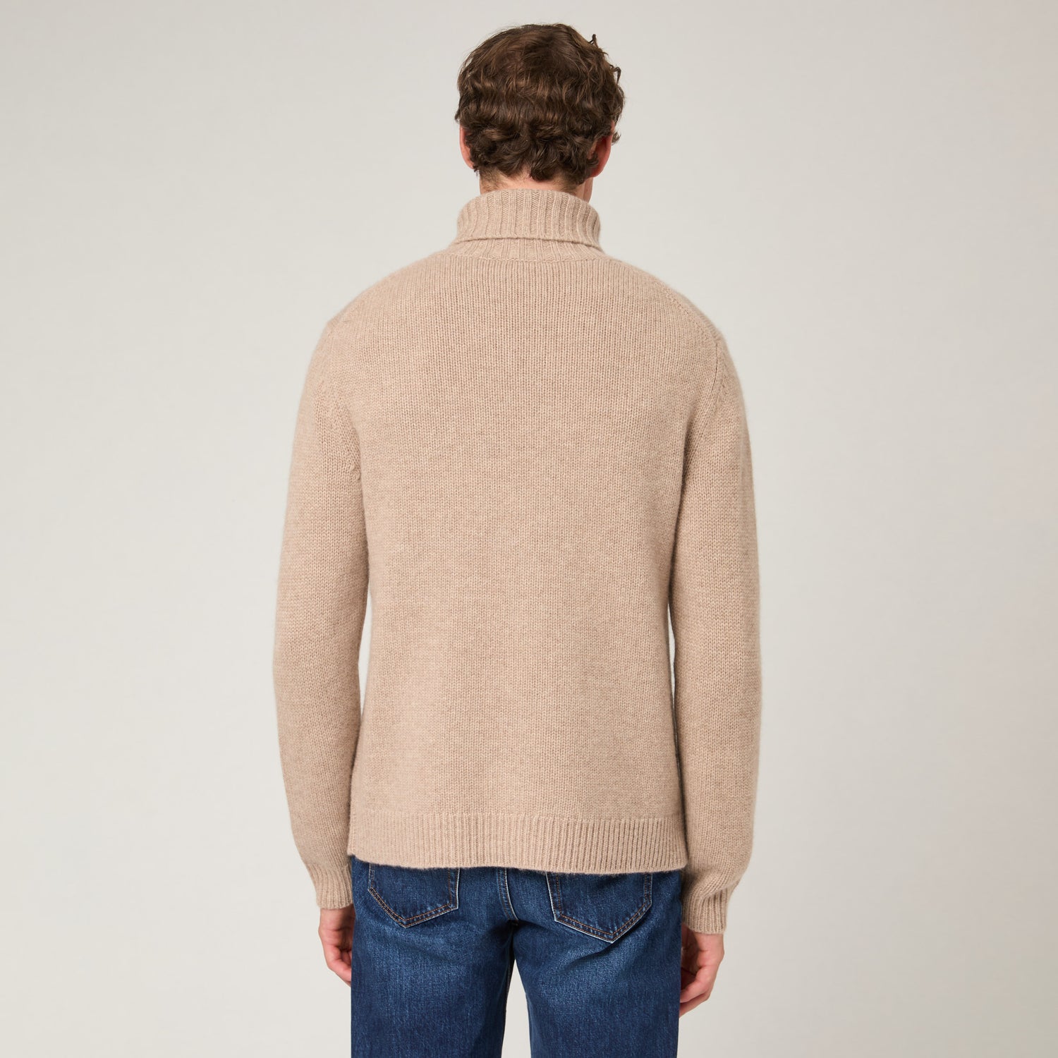 Men's Heavy Wool-Cashmere Roll Neck Sweater