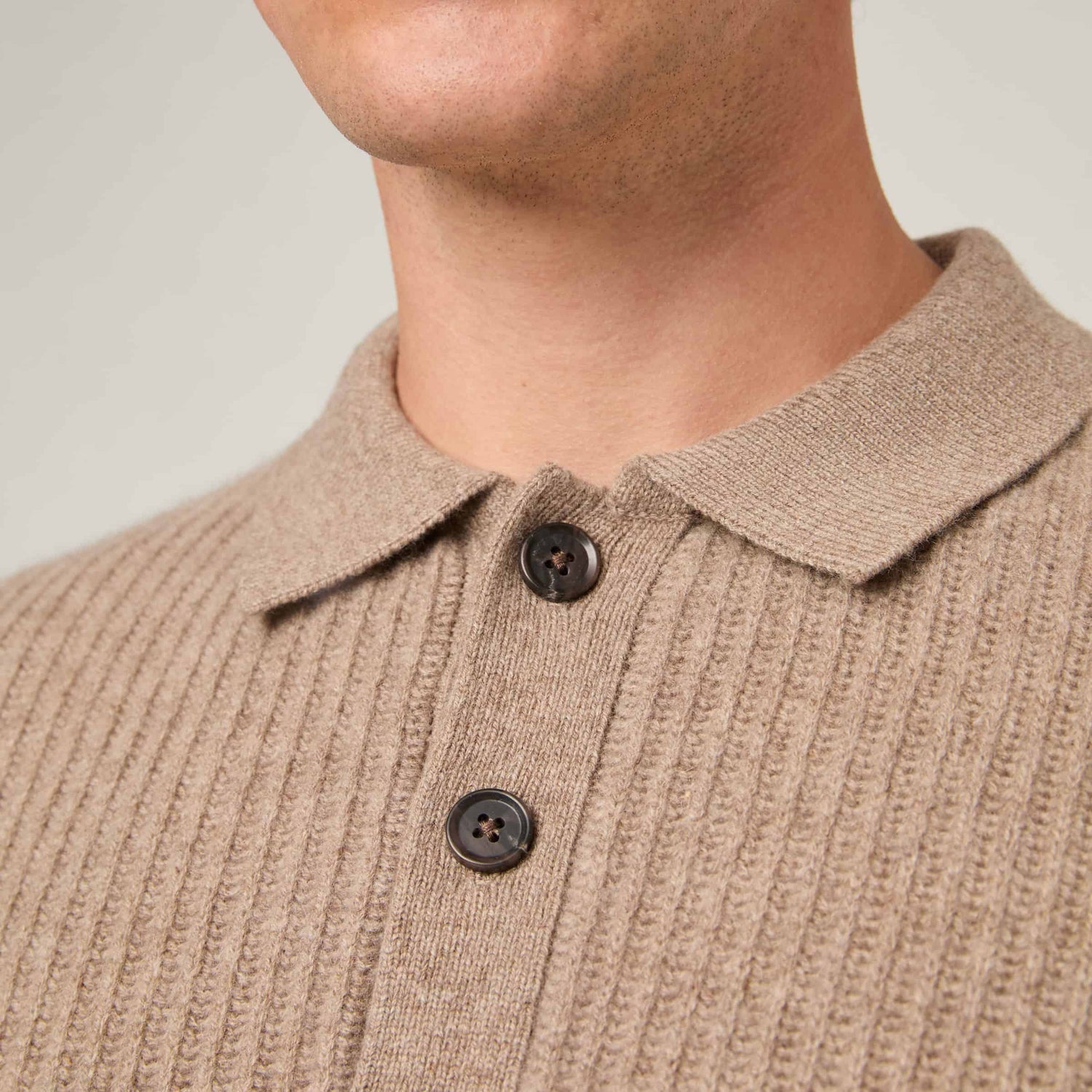 Men's Wool-Cashmere Rib Polo