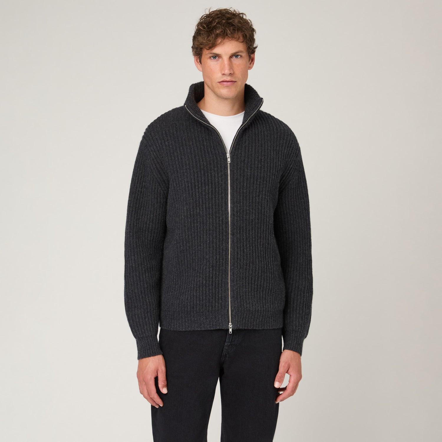 Men's Wool-Cashmere Zip Cardigan