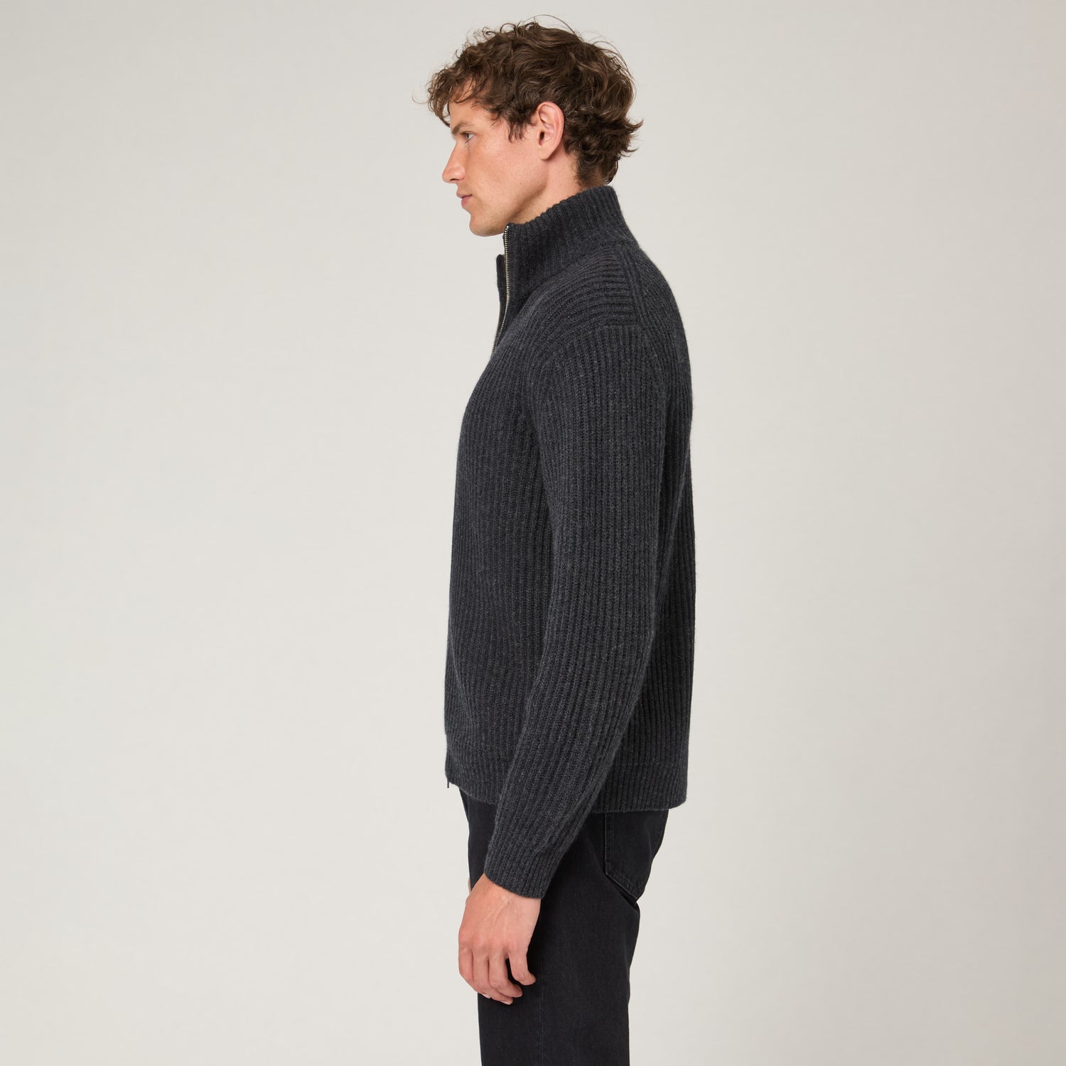 Men's Wool-Cashmere Zip Cardigan