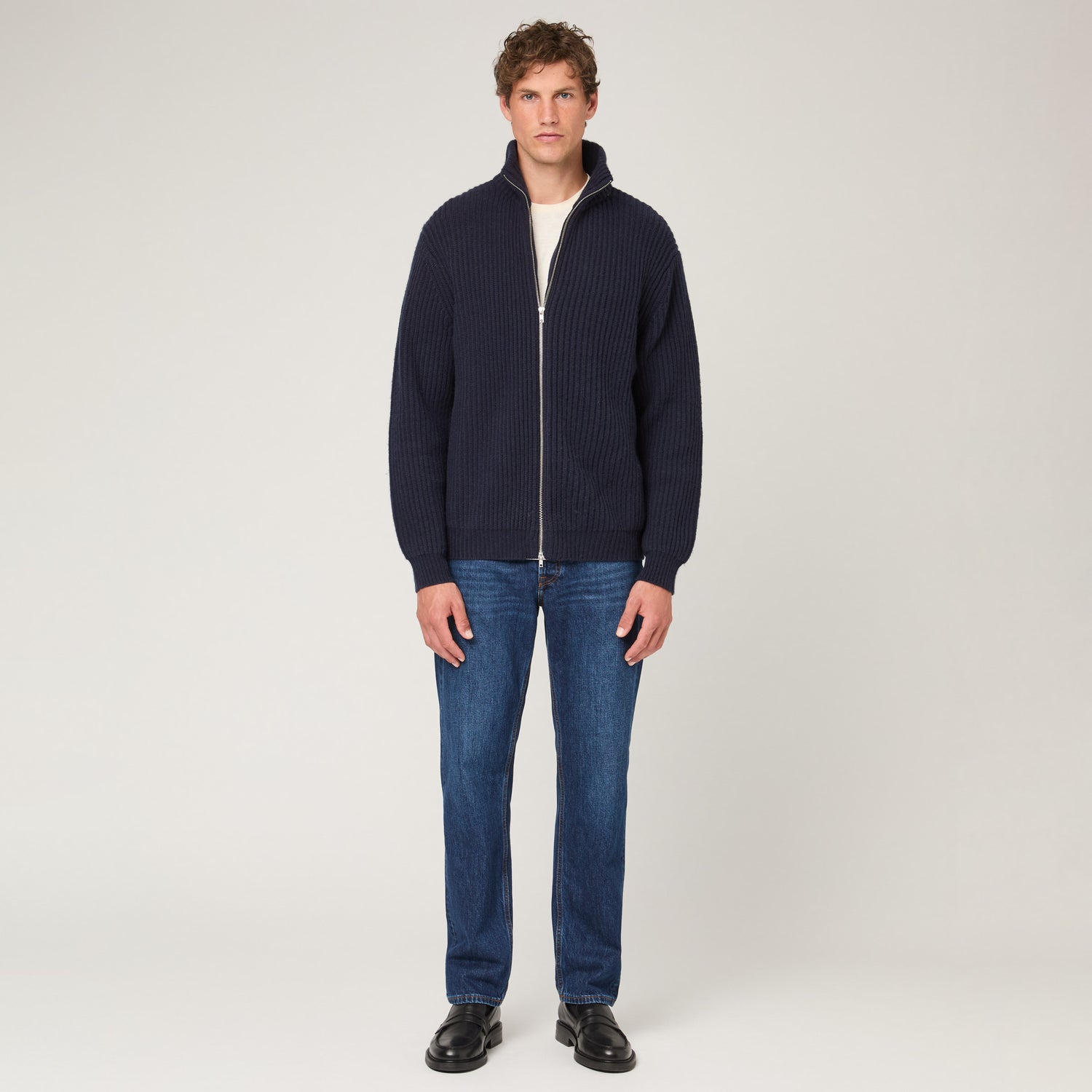 Men's Wool-Cashmere Zip Cardigan