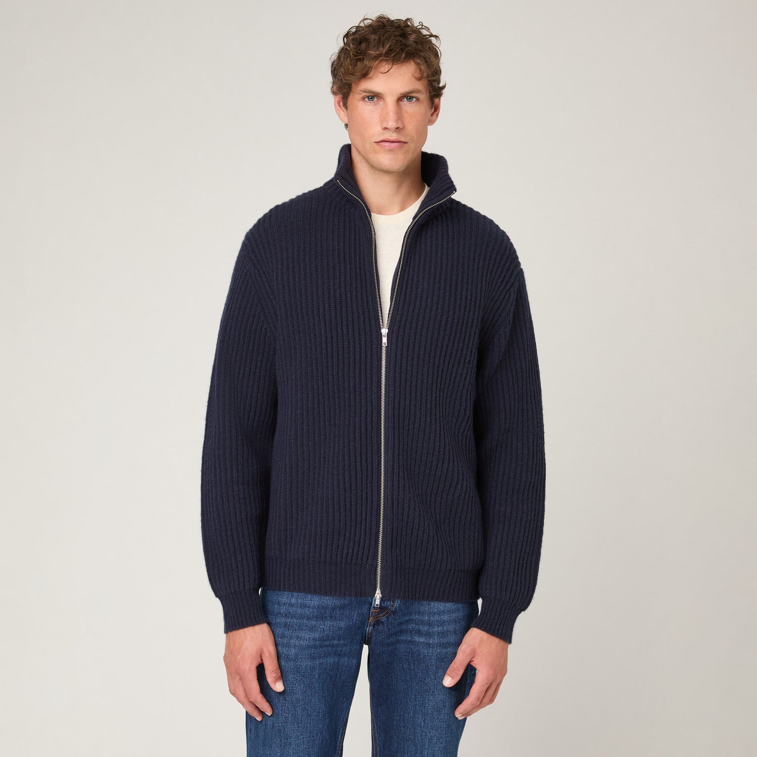 Men's Wool-Cashmere Zip Cardigan