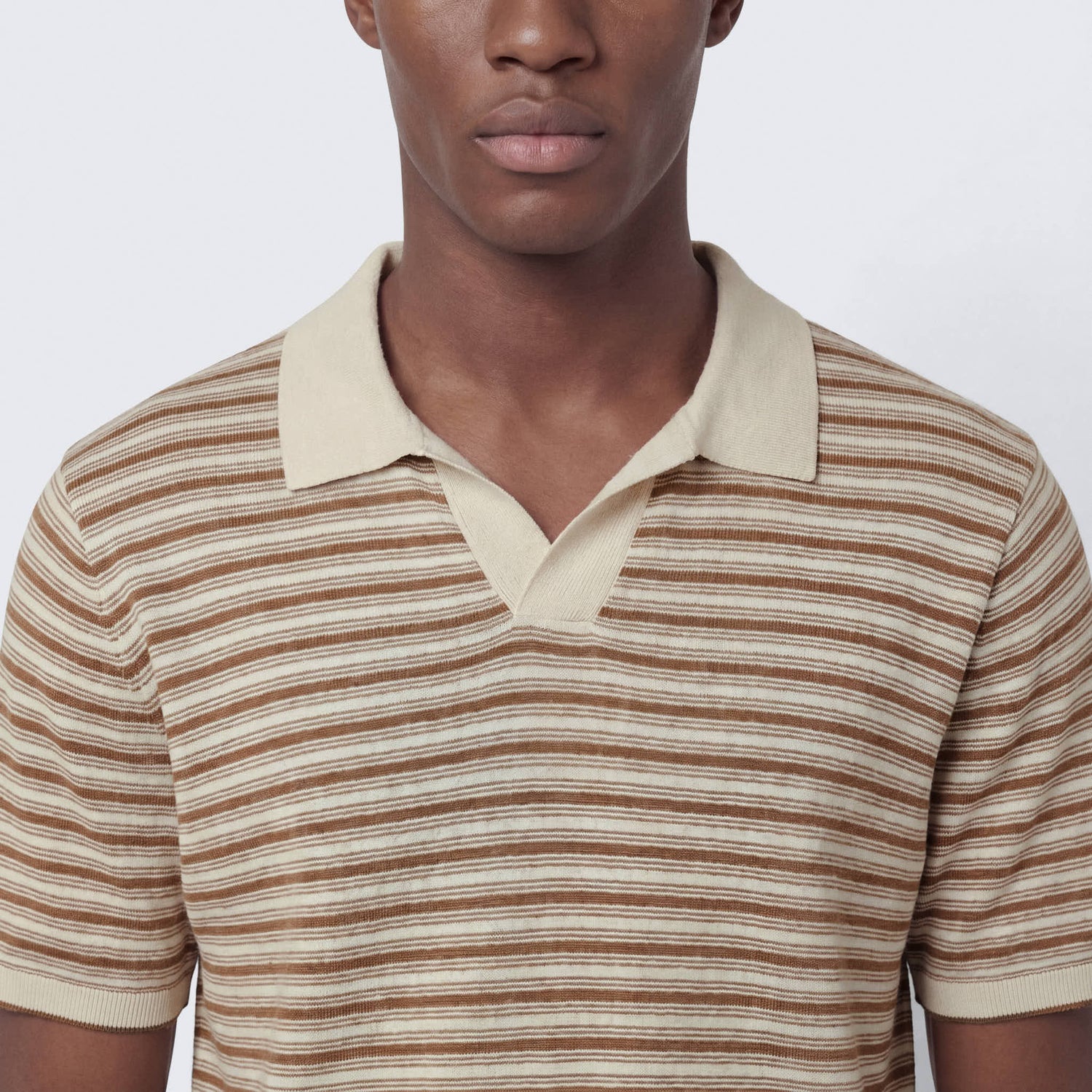 Men's Silk-Linen Striped Polo