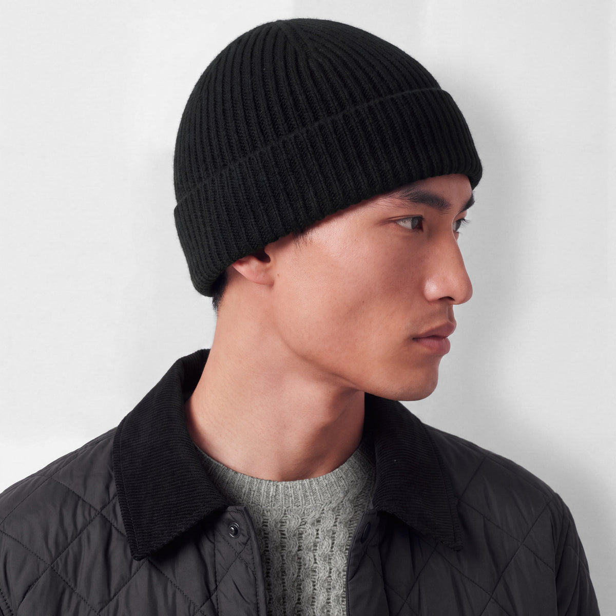 Classic Ribbed Cashmere Beanie