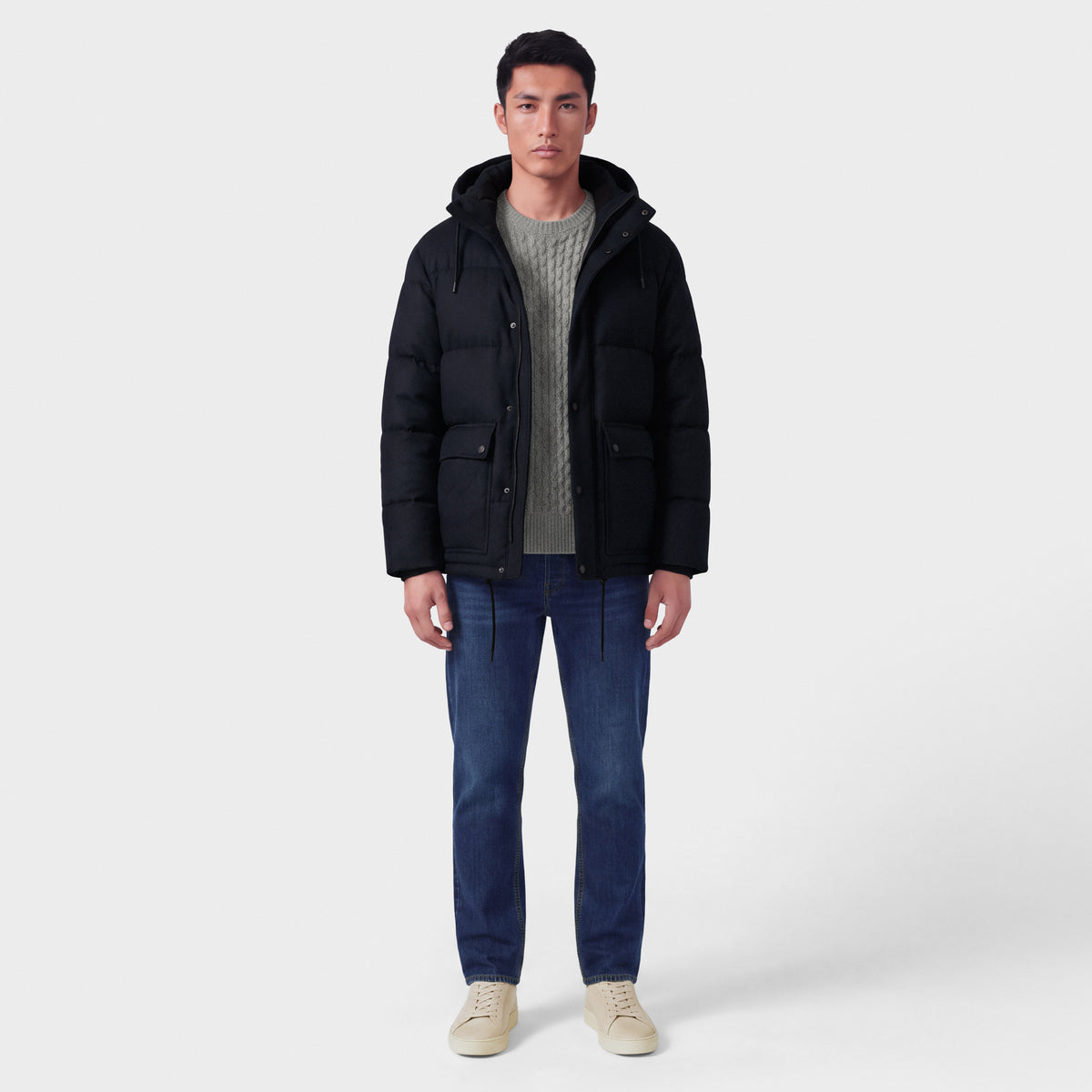 Men's Hooded Wool Goose Down Puffer