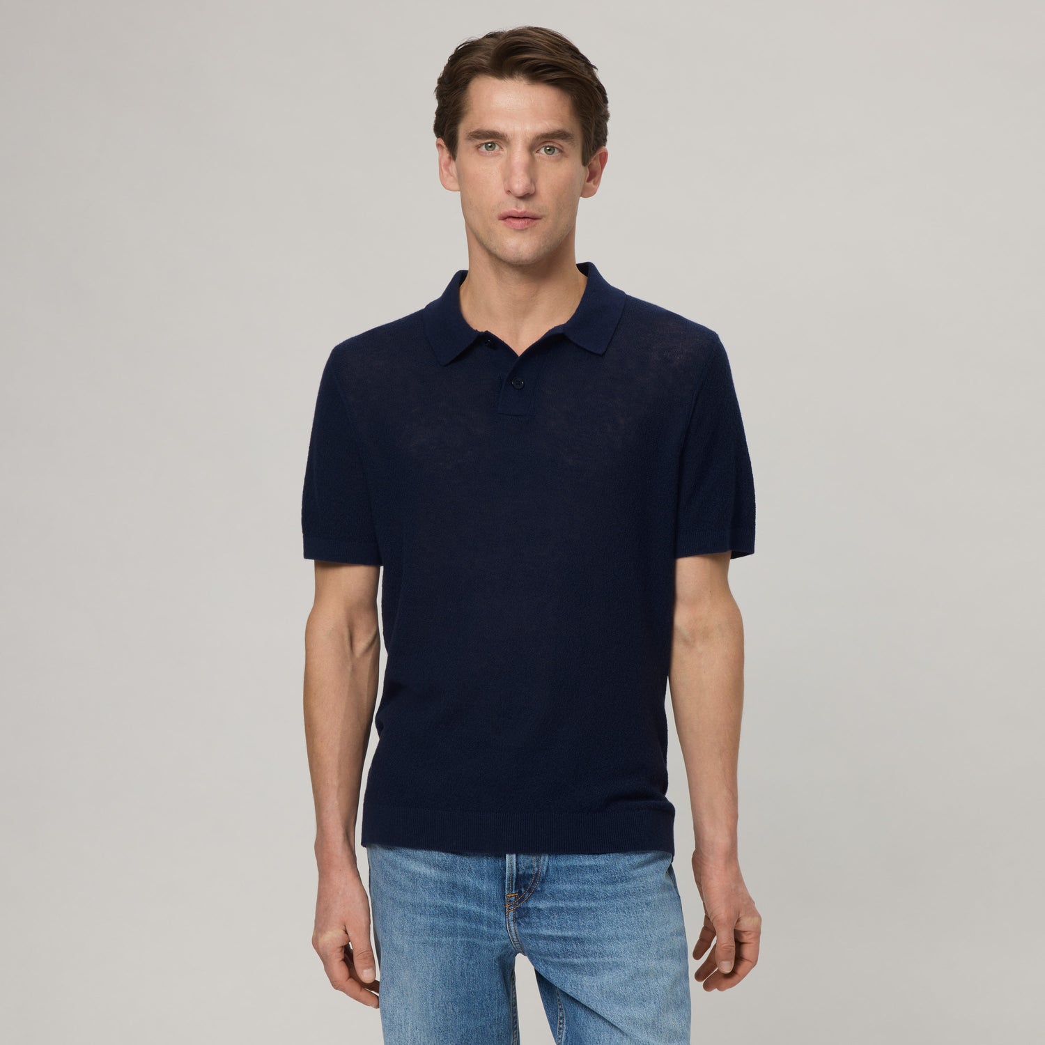 Men's Cashmere-Cotton Boucle Polo