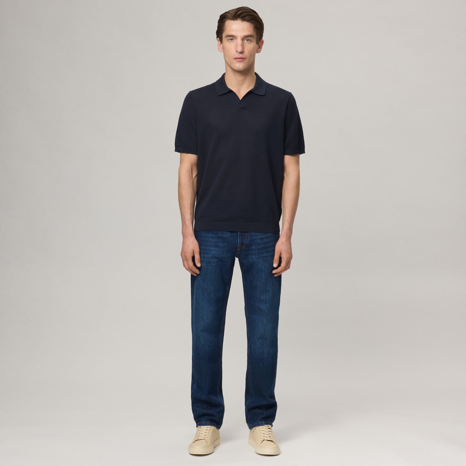 Men's Mercerized Cotton Pointelle Polo