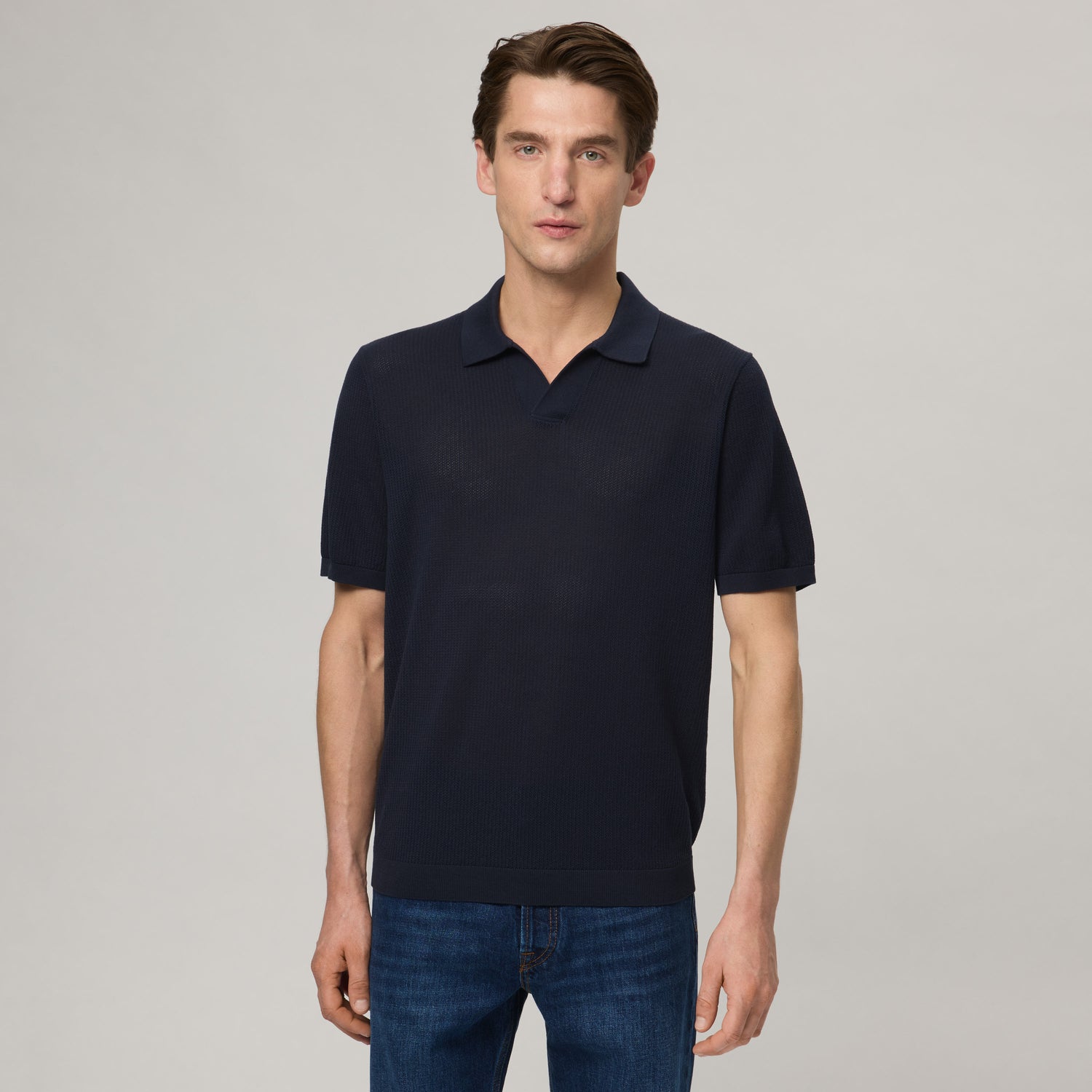 Men's Mercerized Cotton Pointelle Polo
