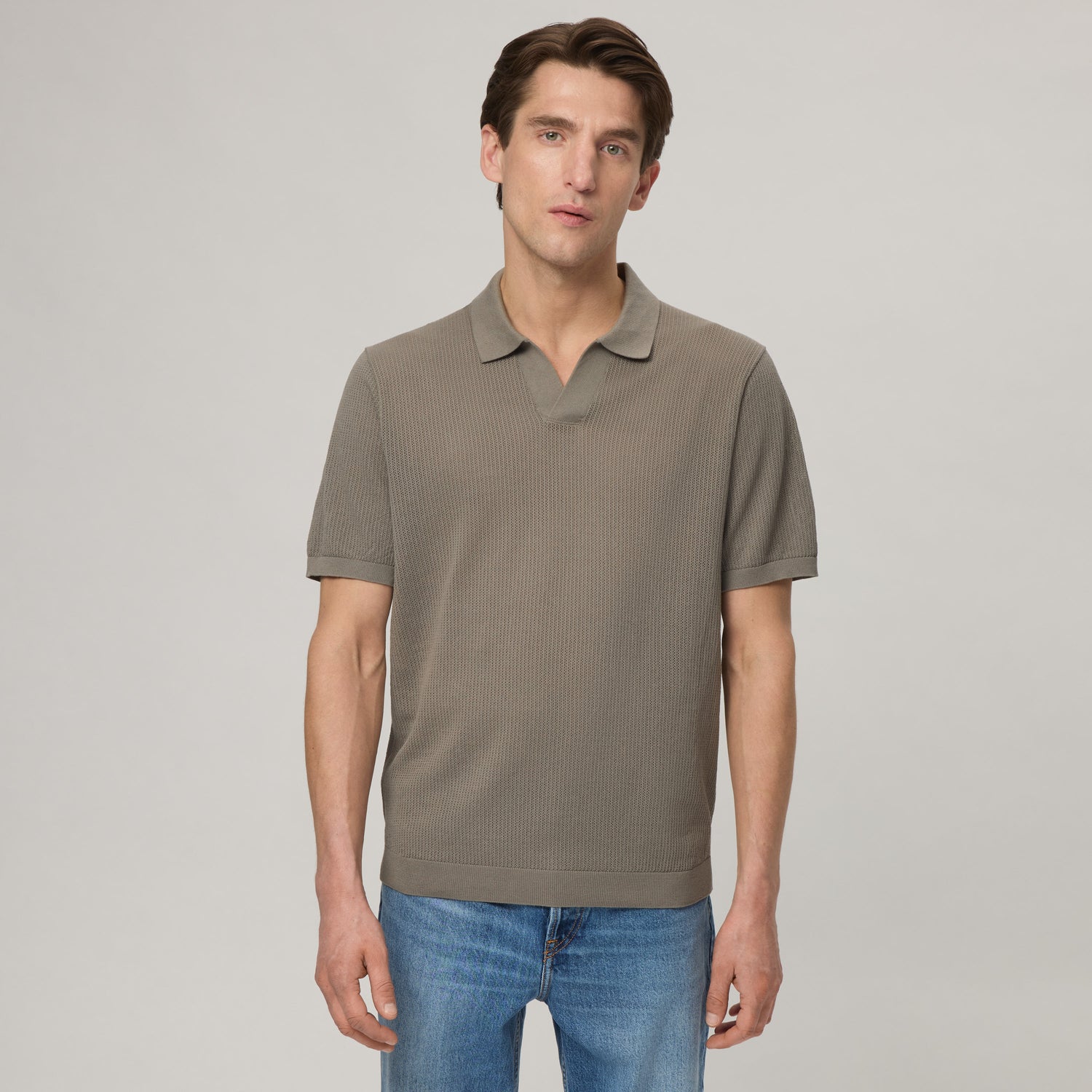 Men's Mercerized Cotton Pointelle Polo