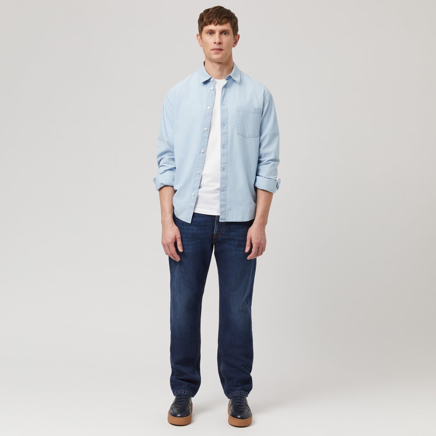 Men's Relaxed Cotton-Chambray Shirt