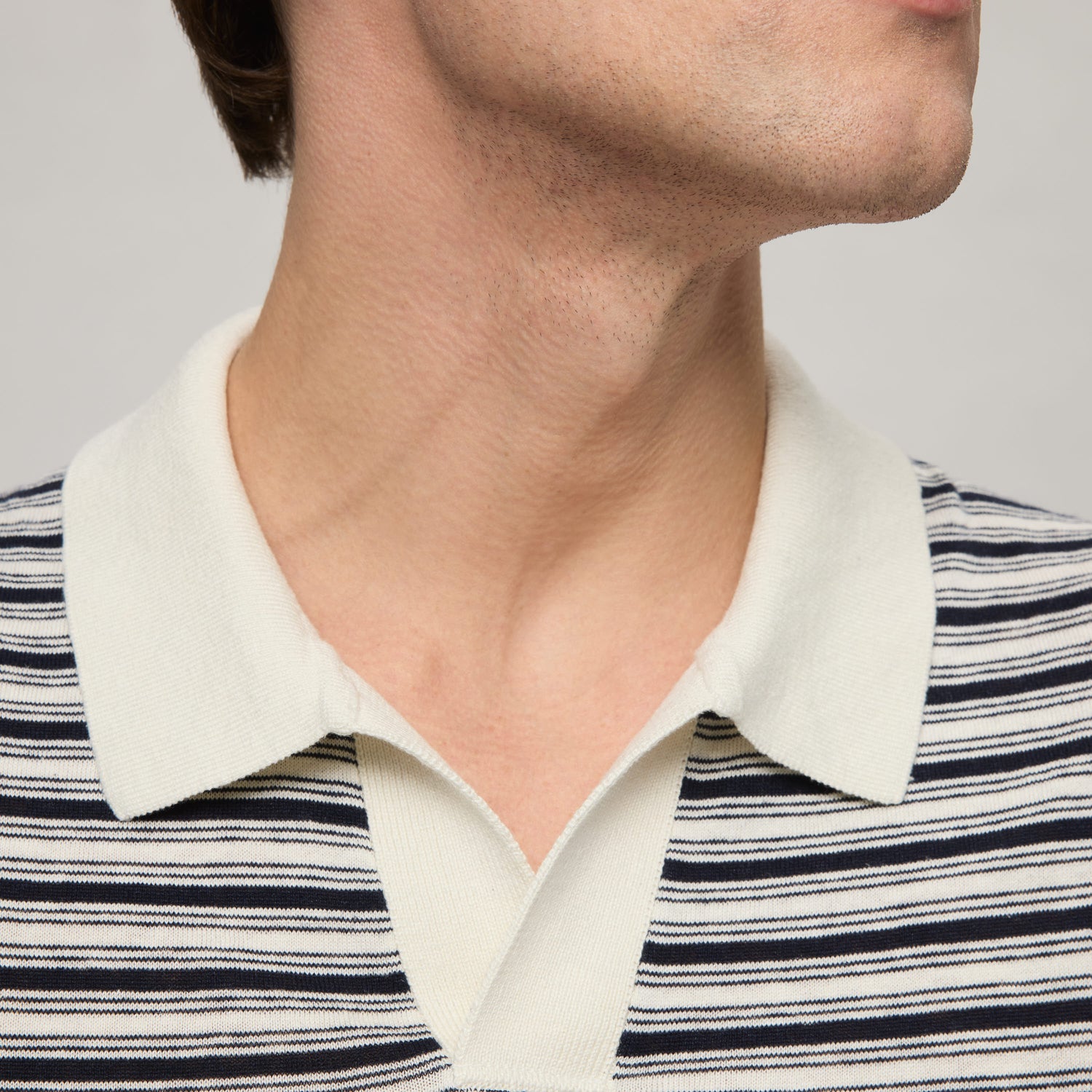 Men's Silk-Linen Striped Polo