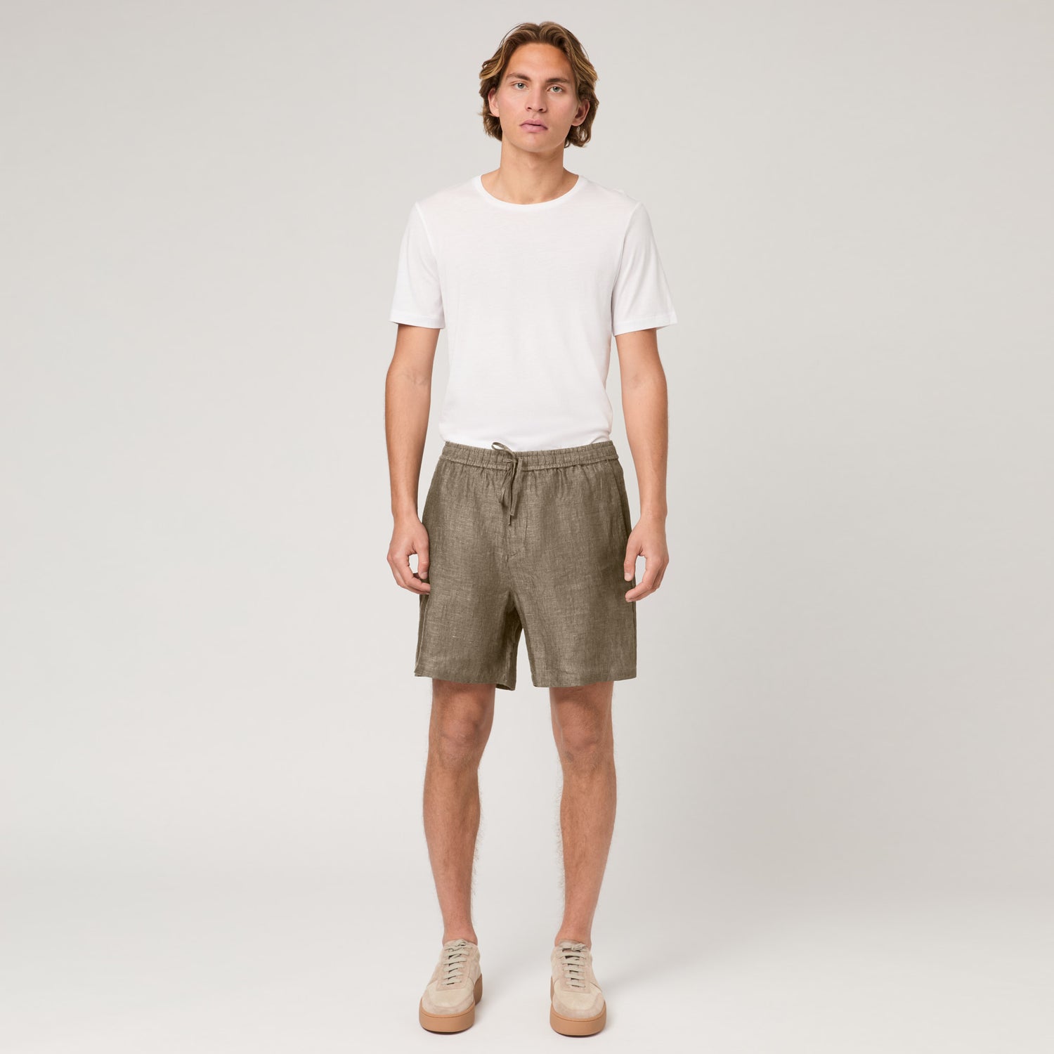 Men's Straight Leg Linen Drawstring Shorts