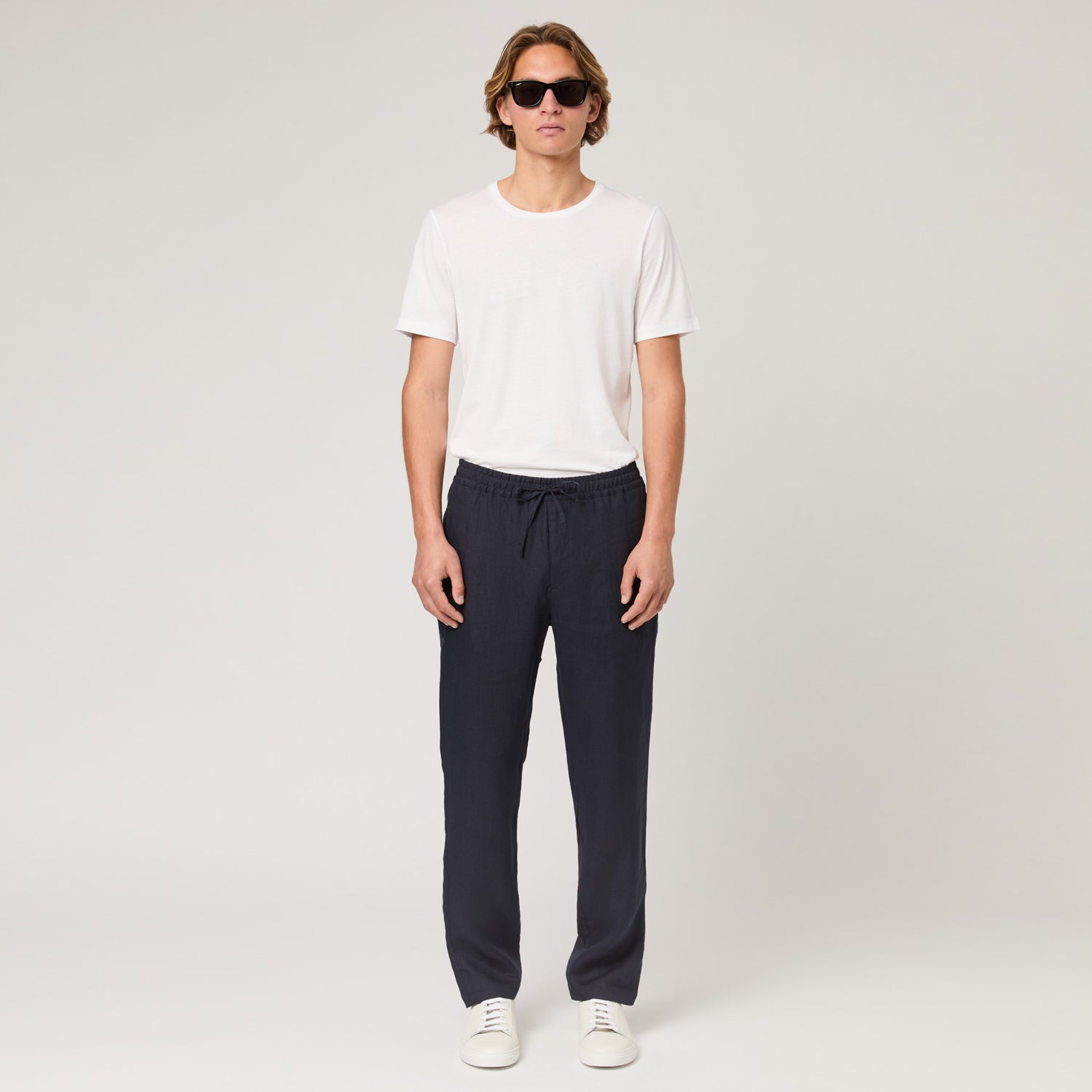 Men's Straight Leg Linen Drawstring Trousers