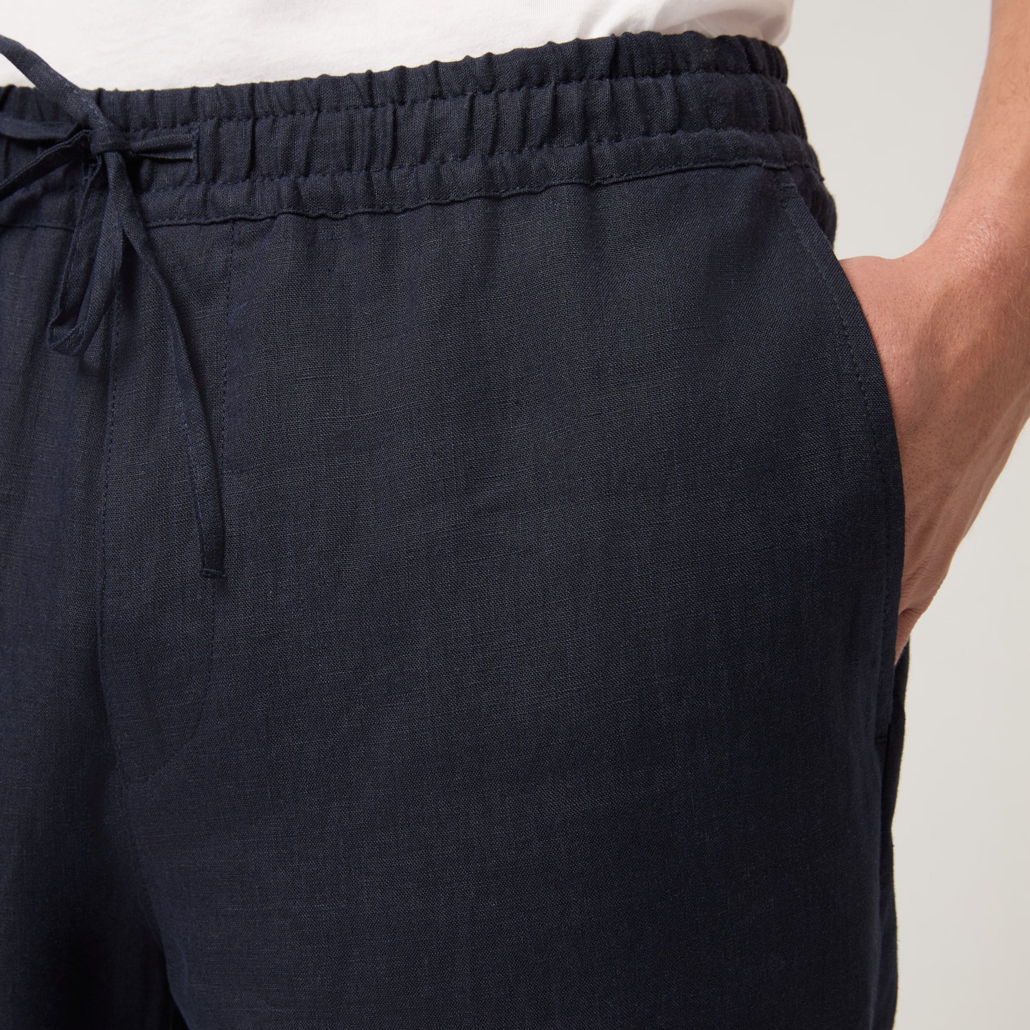 Men's Straight Leg Linen Drawstring Trousers