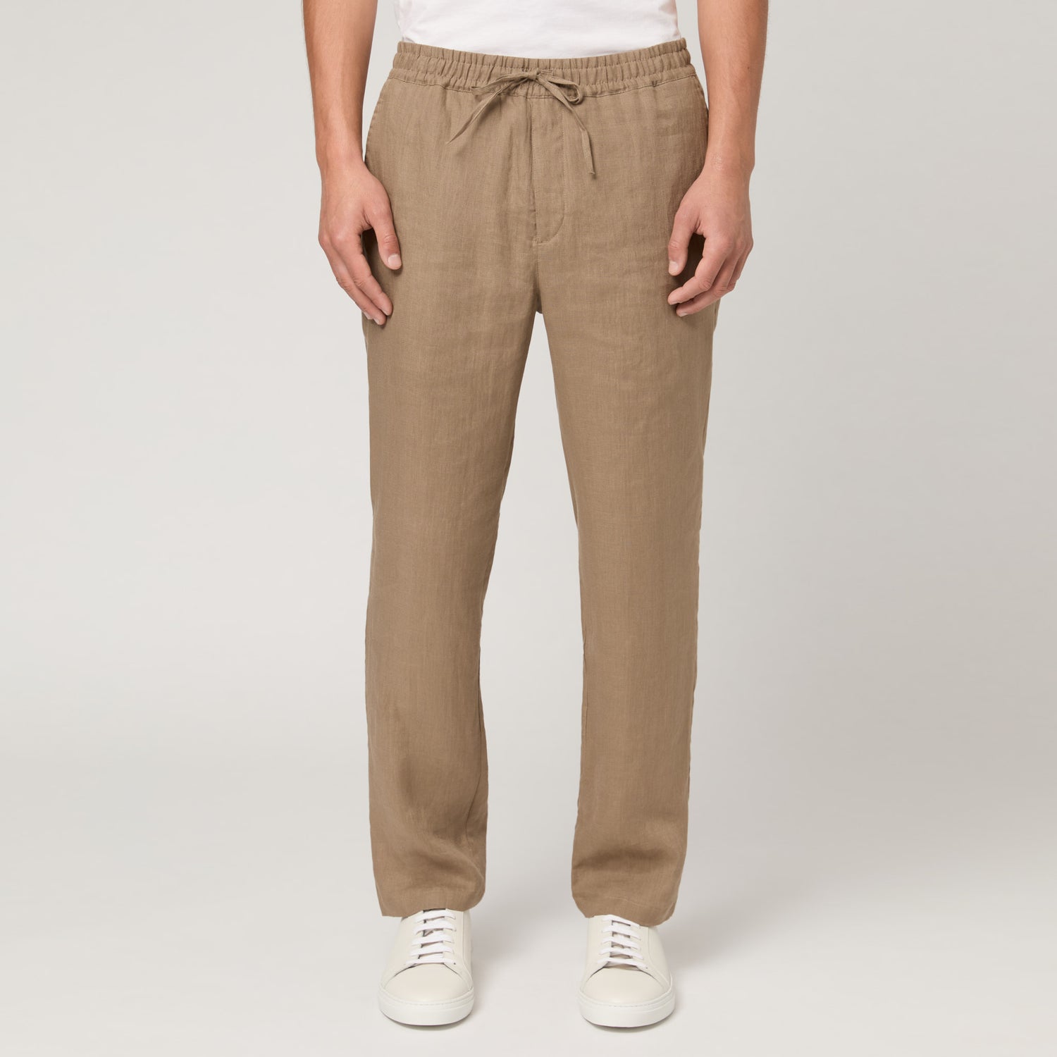 Men's Straight Leg Linen Drawstring Trousers