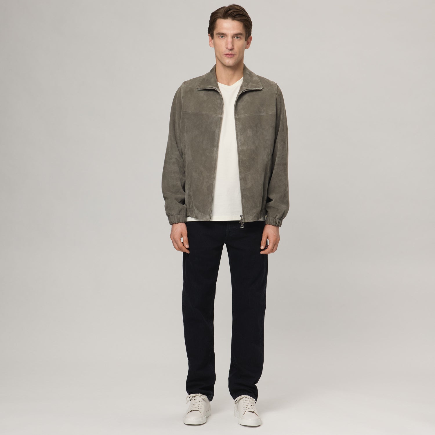 Men's Suede Bomber Jacket