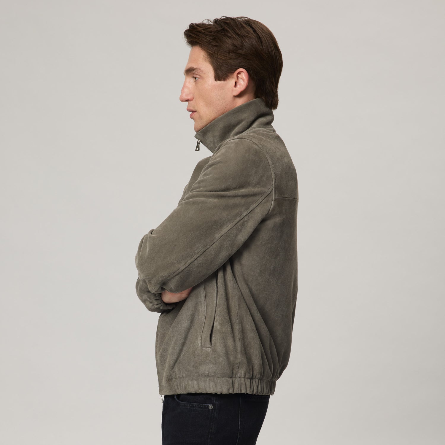 Men's Suede Bomber Jacket