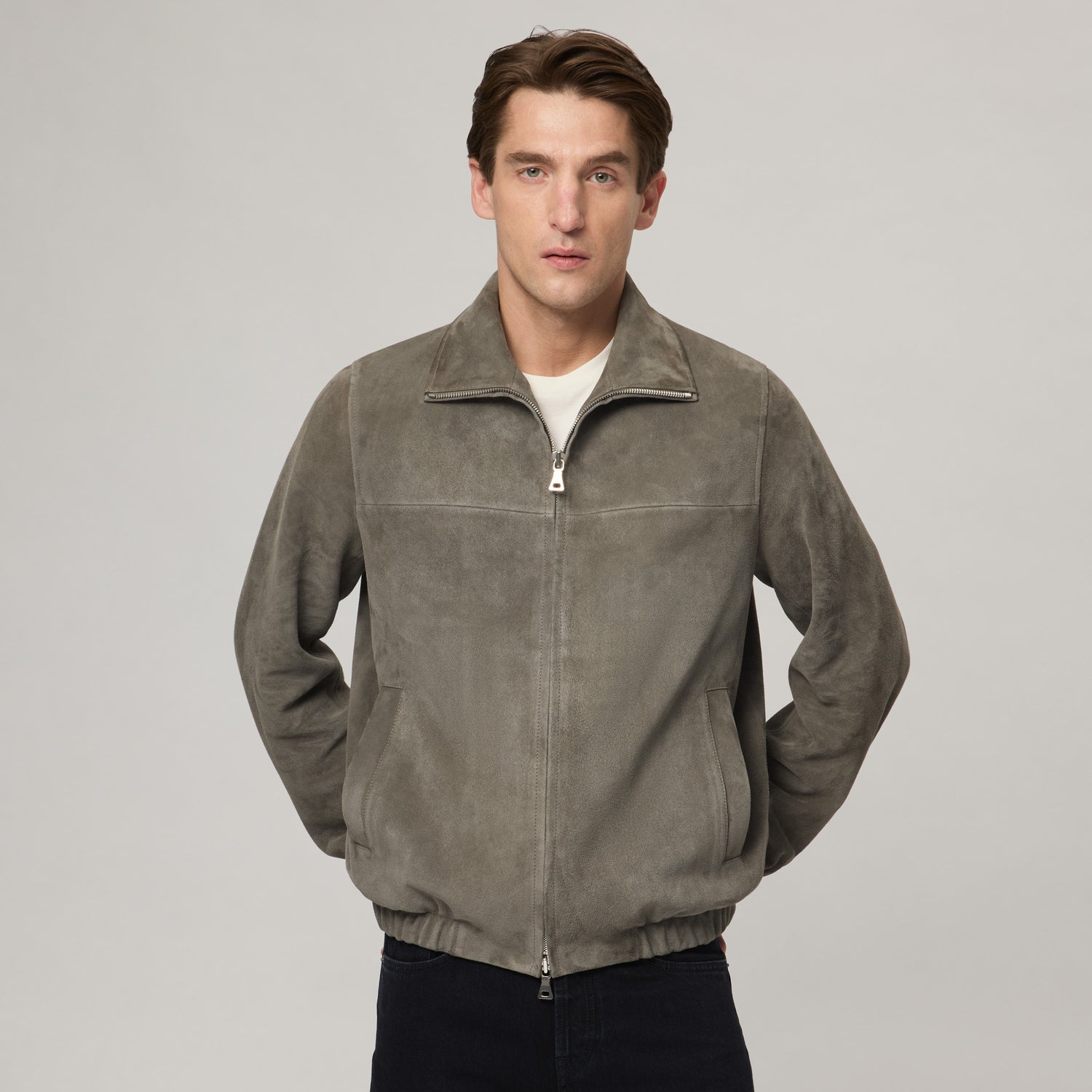 Men's Suede Bomber Jacket
