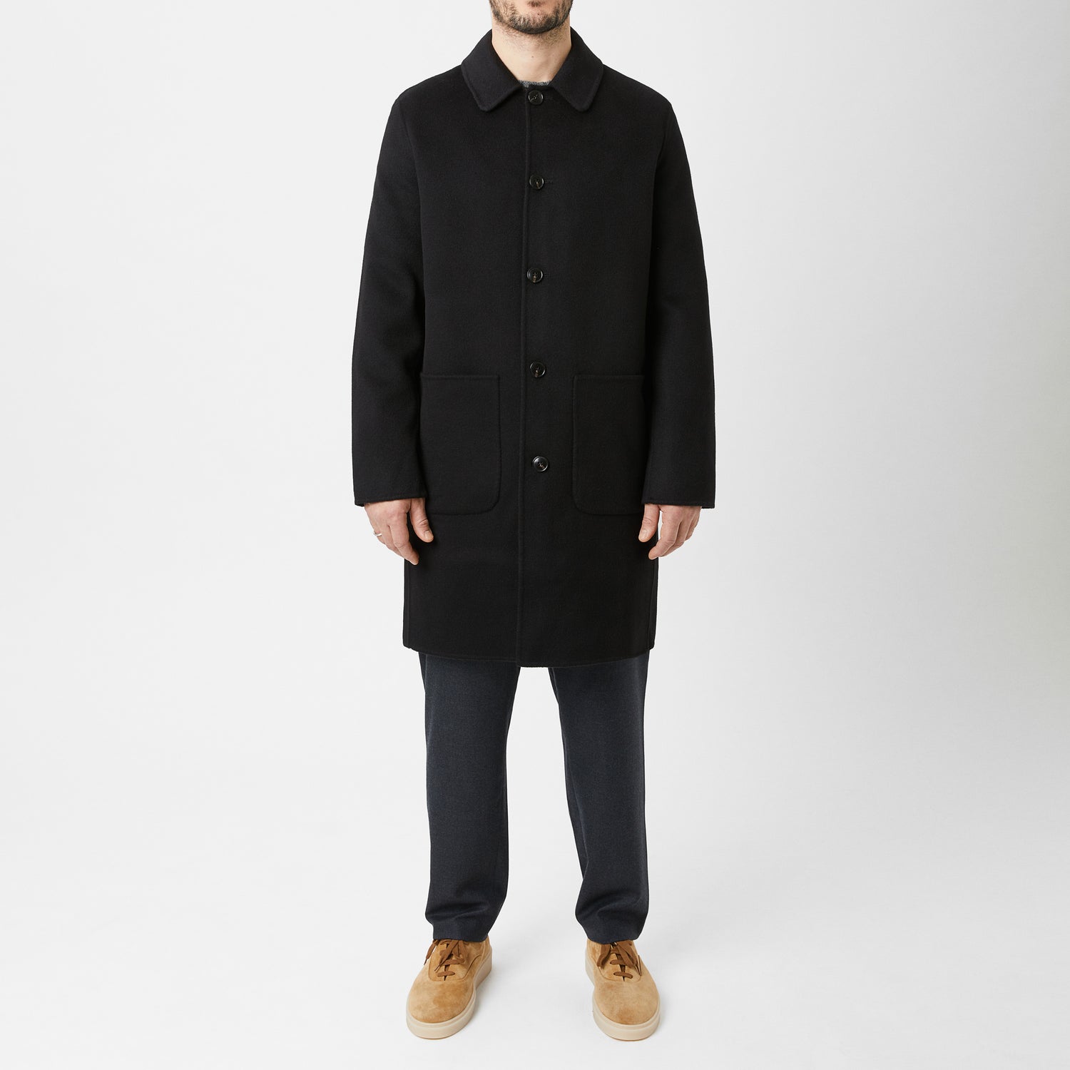 Men's Doublé Wool-Cashmere Patch Pocket Coat