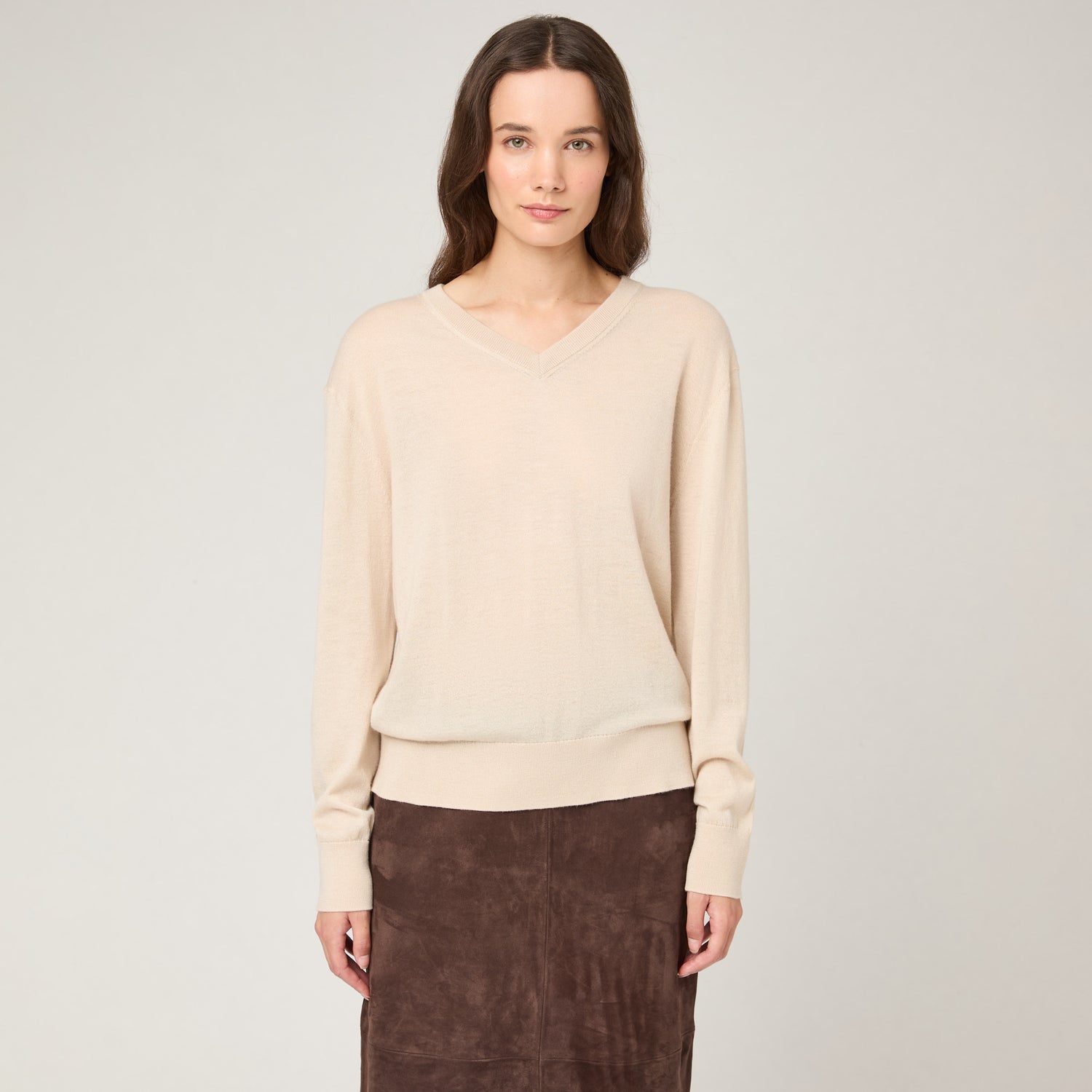 Women's Fine-Knit Cashmere V-Neck Sweater