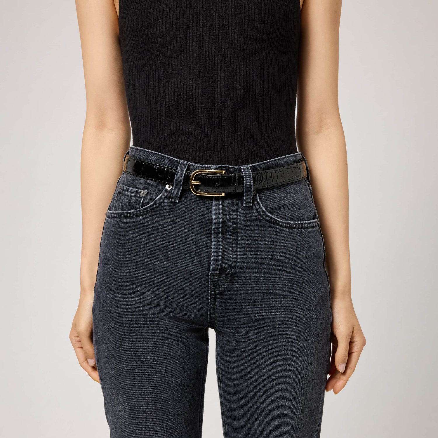 Women's Croco Leather Belt 25mm