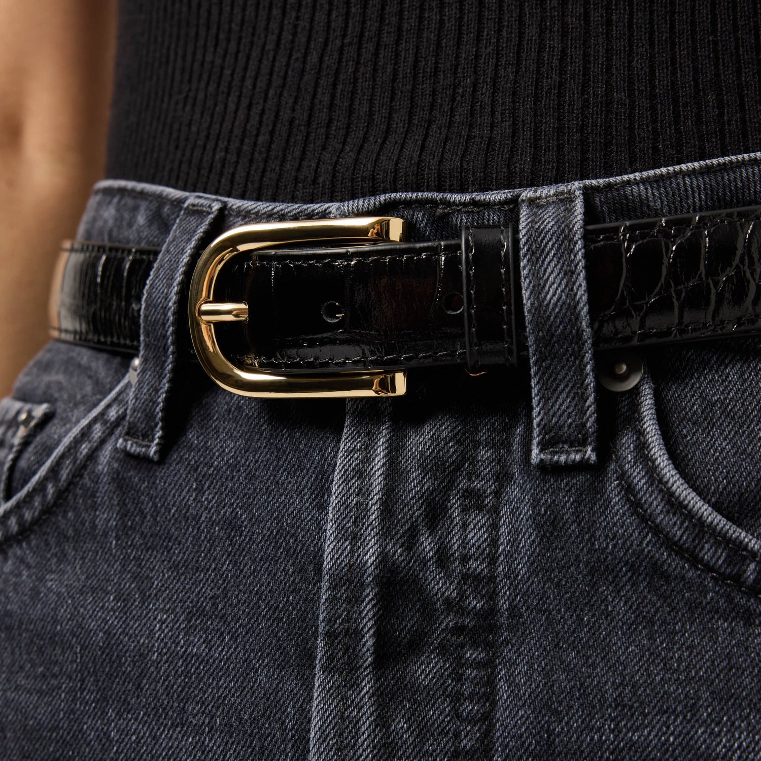 Women's Croco Leather Belt 25mm