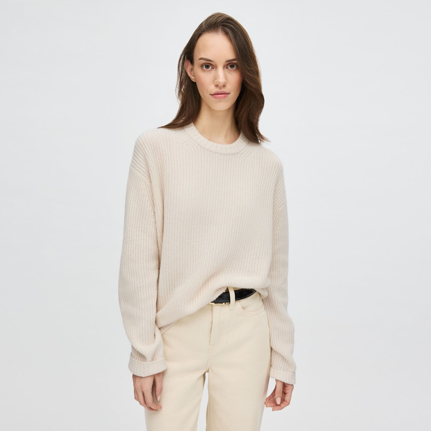 Women's Relaxed Ribbed Silk-Cashmere Crewneck Sweater