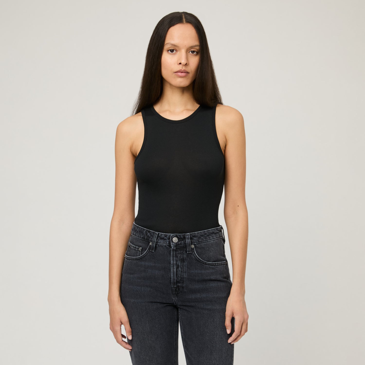 Women's Ribbed Cotton-Silk Tank Top