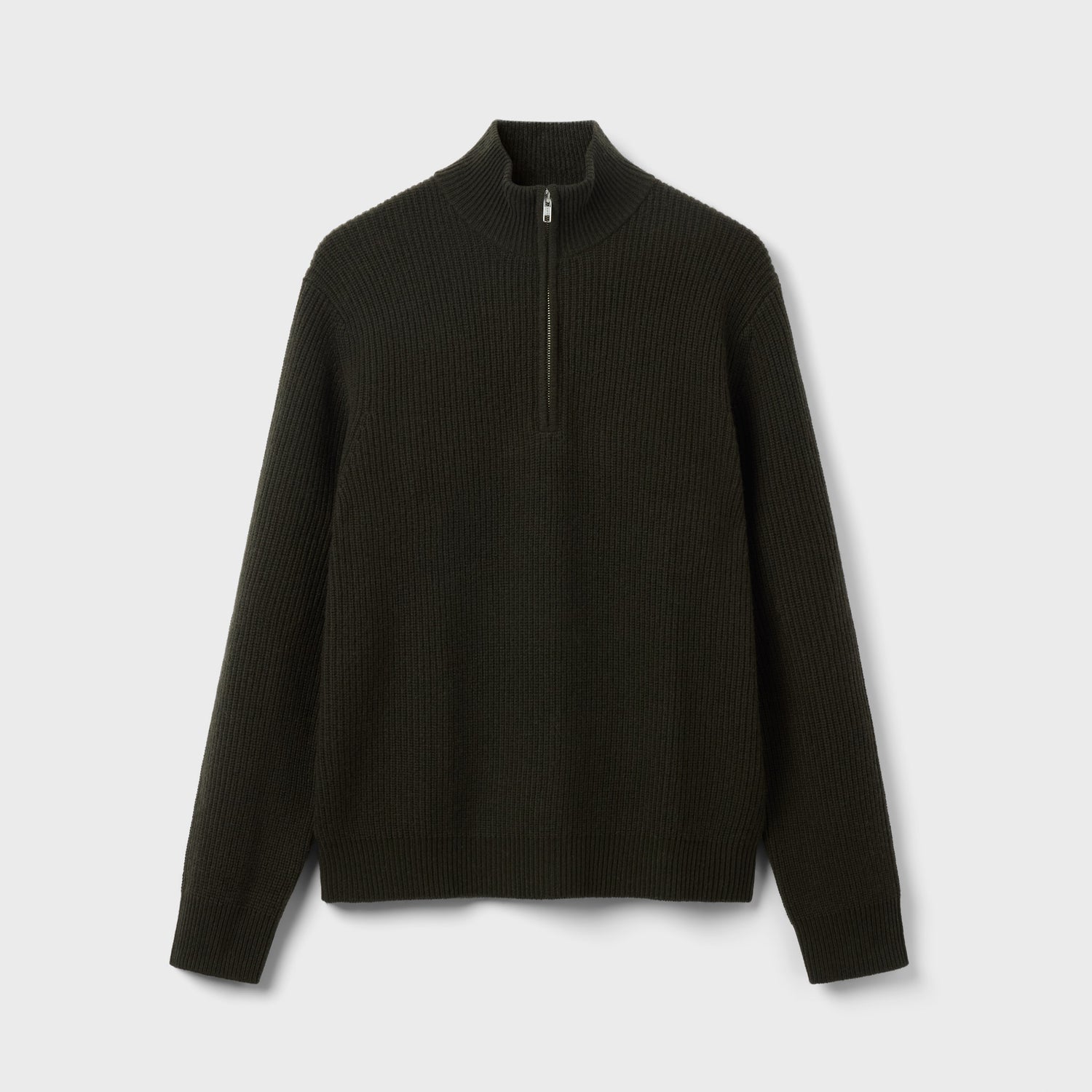 Men's Wool-Cashmere Rib Half Zip Sweater