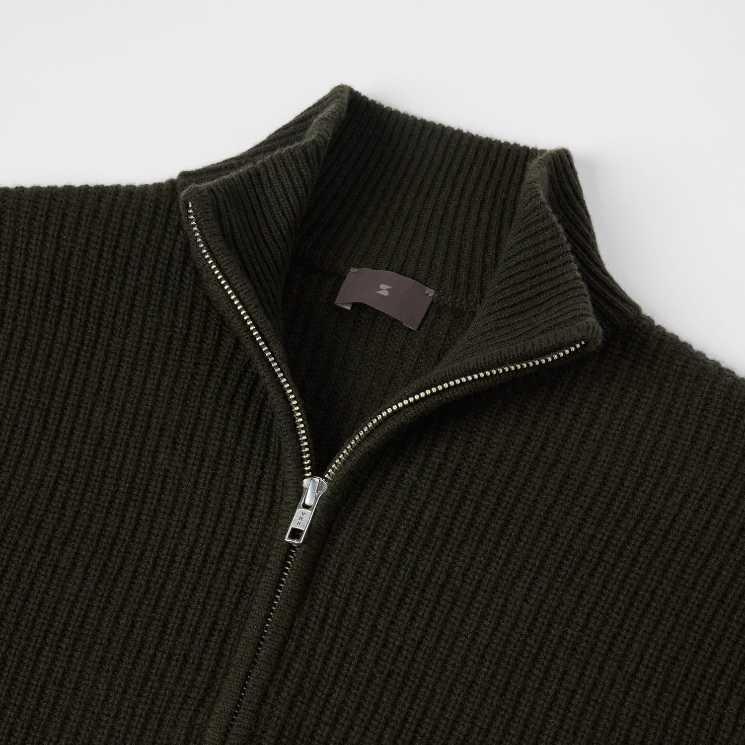 Men's Wool-Cashmere Rib Half Zip Sweater