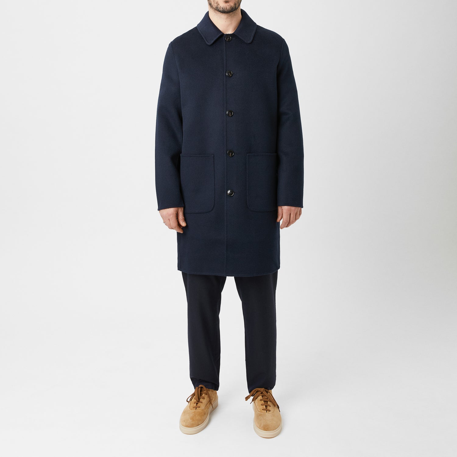 Men's Doublé Wool-Cashmere Patch Pocket Coat