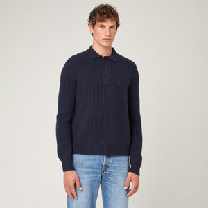 Men's Wool-Cashmere Rib Polo