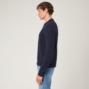 Men's Wool-Cashmere Rib Polo