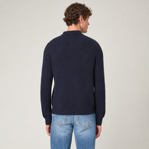 Men's Wool-Cashmere Rib Polo