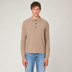 Men's Wool-Cashmere Rib Polo