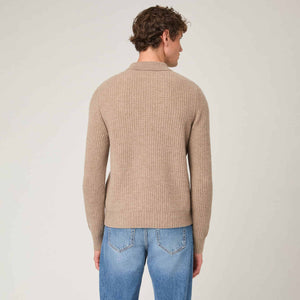 Men's Wool-Cashmere Rib Polo