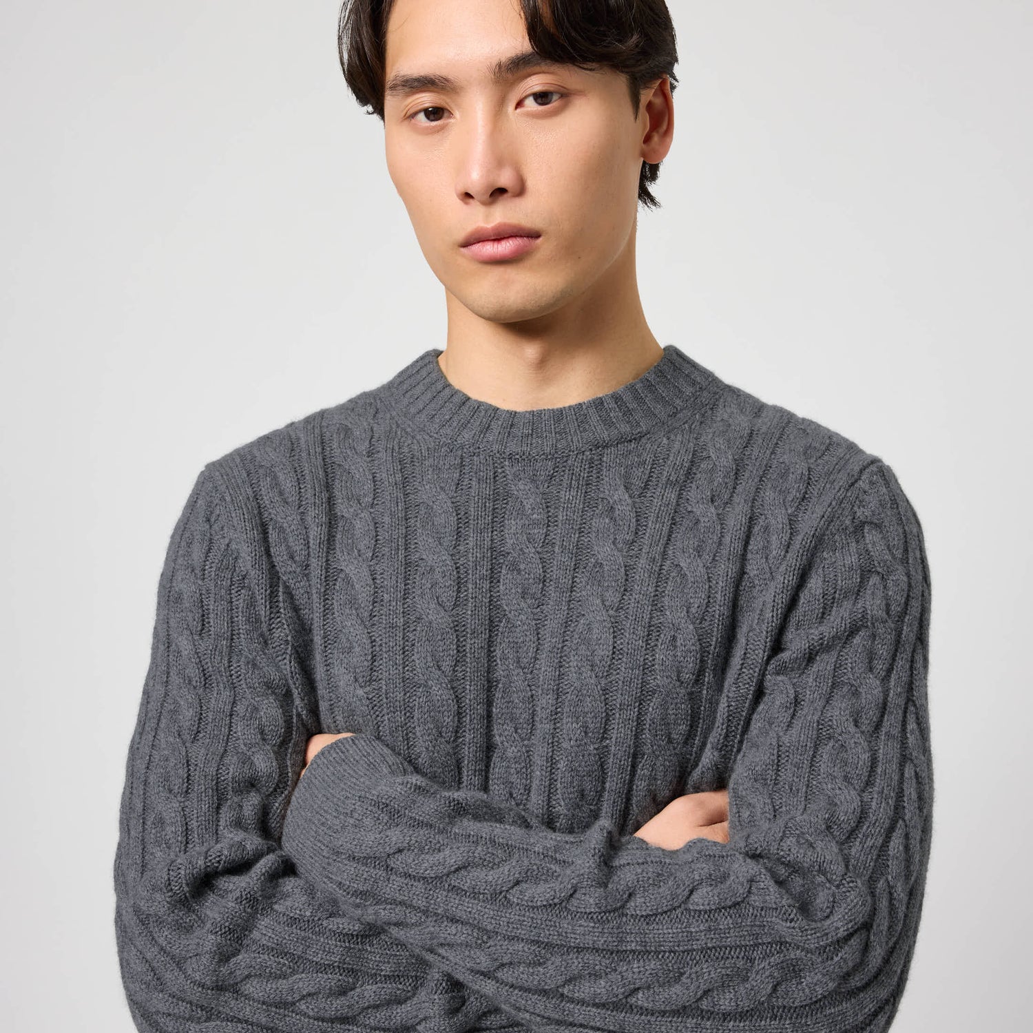 Men's Wool-Cashmere Cable Sweater
