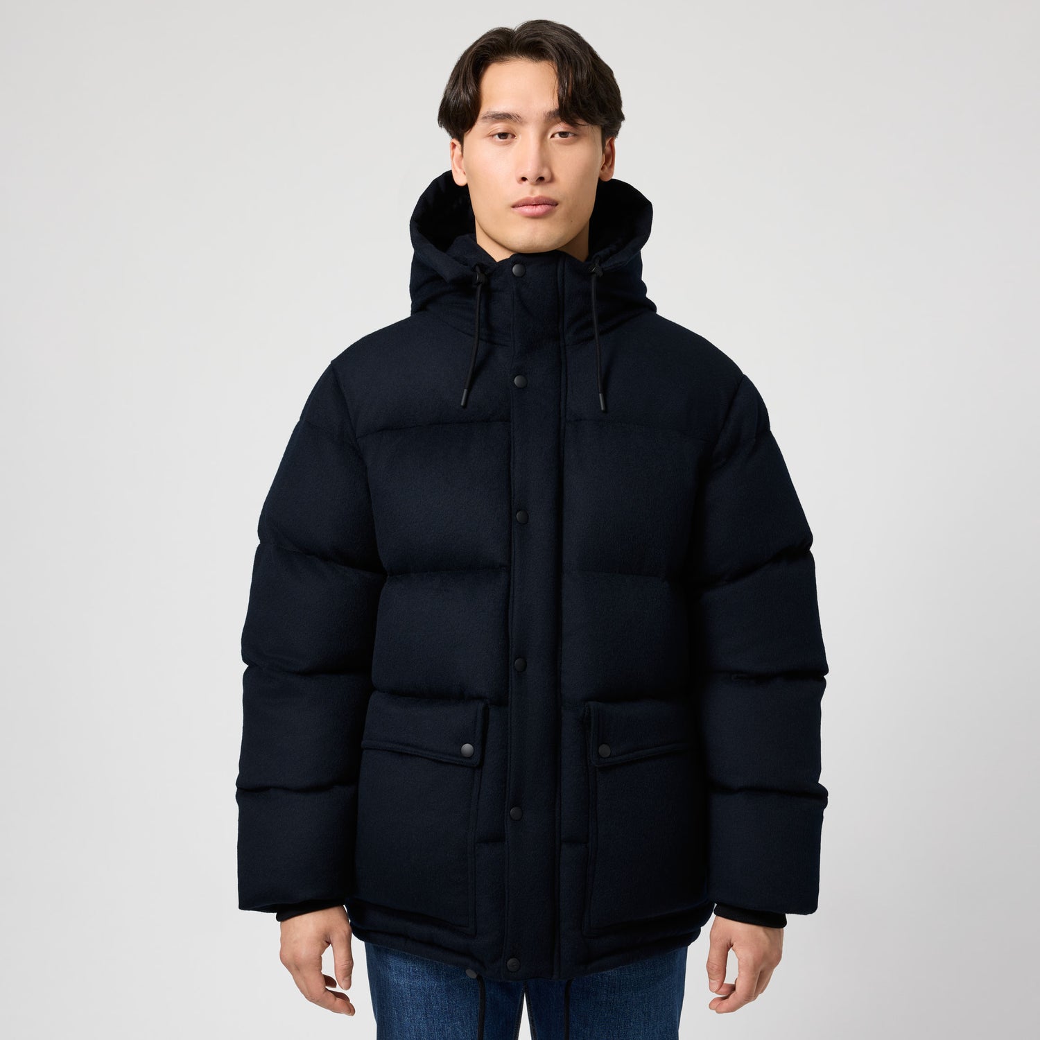 Men's Hooded Wool Goose Down Puffer
