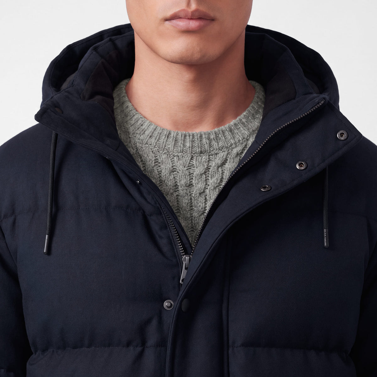 Men's Hooded Wool Goose Down Puffer