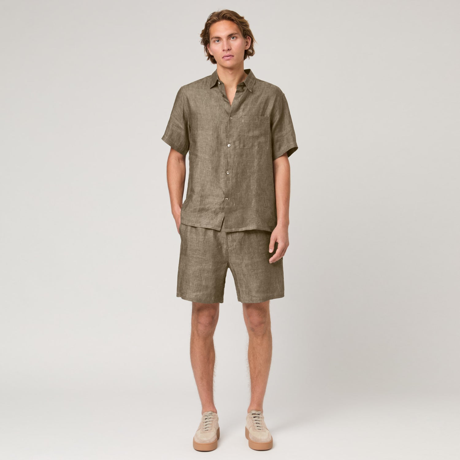 Men's Relaxed Short Sleeve Linen Shirt