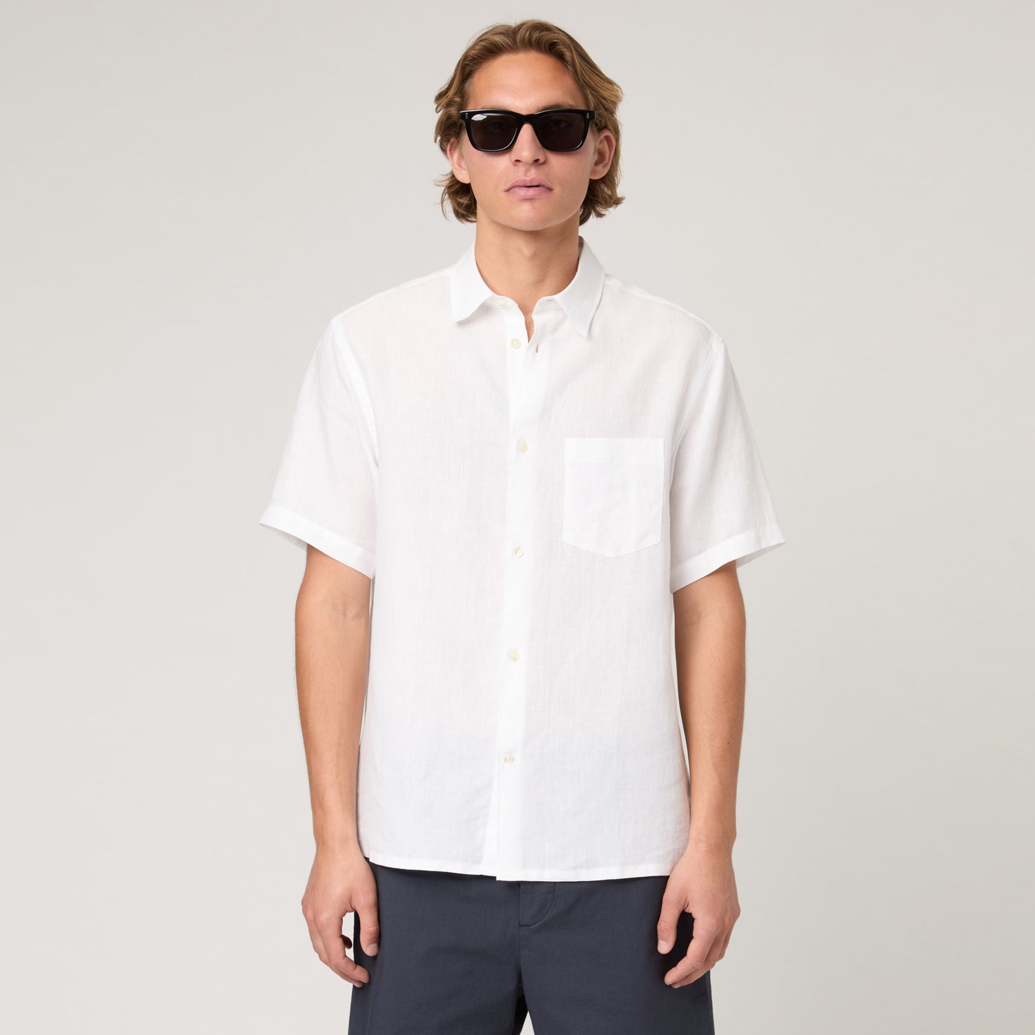 Men's Relaxed Short Sleeve Linen Shirt
