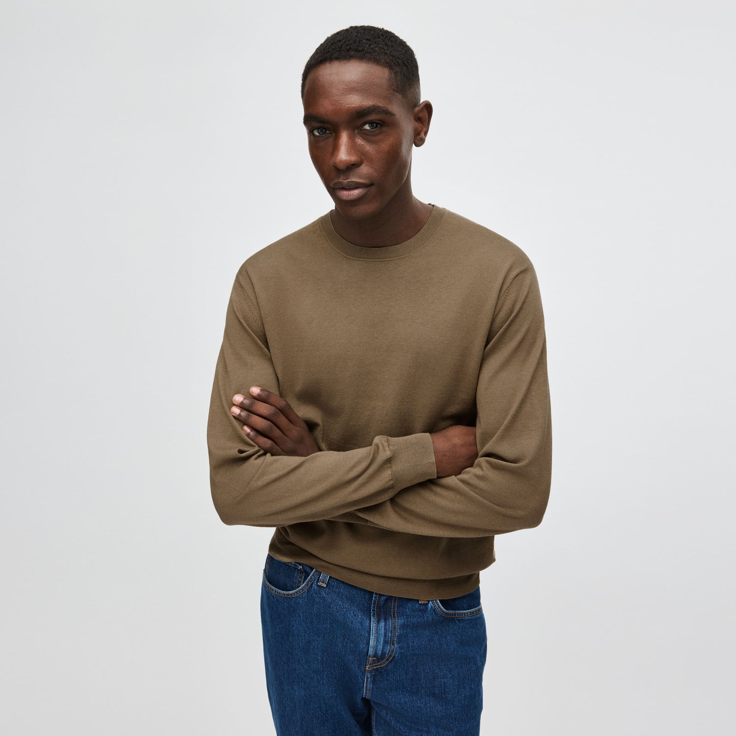 Men's Silk-Cotton Crewneck Sweater