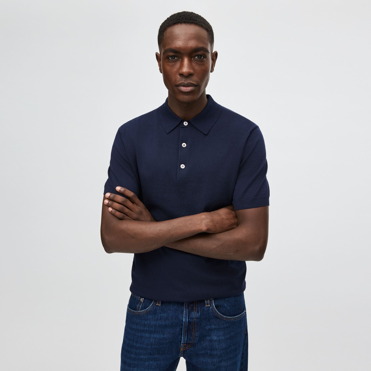 Men's Silk-Cotton Short Sleeve Polo