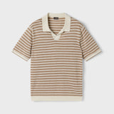 Men's Silk-Linen Striped Polo